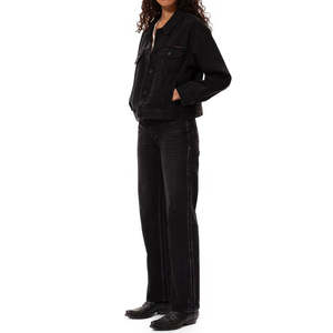 Oferta Especial: Chaqueta Vaquera Unisex Berit Negra Asfalto, Lavado Vintage Personalizado, Estilo Urbano Casual, Fabricante OEM, MOQ Bajo, Tejido - Product Image 6