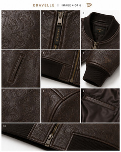 OEM <b>Men</b> Genuine Leather Jacket Custom Embroidery Fashion Motorcycle Biker Jacket Wholesale - Product Image 5