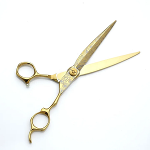 Tijeras Profesionales de Peluquería de 7'' de Acero Inoxidable Damasco Dorado con Hoja Afilada para Diestros, de Alta Gama, para Entresacar y Cortar el Cabello - Product Image 3
