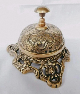 Antique <b>Brass</b> Desk <b>Bell</b> Gold Plated Circular Polished Home Decoration - Product Image 3