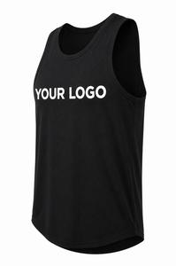 Camiseta sin mangas con cuello redondo personalizada para hombre, de secado rápido, ajuste deportivo, logotipo impreso personalizado en la parte delantera, 100% poliéster tejido transpirable - Product Image 3