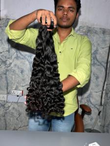 Extensions de cheveux bouclés indiens bruts pour femmes noires, lots de cheveux de temple sud-indiens d'un seul donneur, double trame machine - Product Image 3