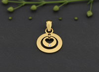 Collier avec pendentif cœur en or 14 carats et diamant de laboratoire VVS1, fabrication sur mesure, bijoux modernes à cercles concentriques pour femmes, vente en gros