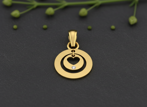 14k Gold Heart Pendant VVS1 Lab Diamond Necklace Manufacturer Custom Modern Concentric <b>Circle</b> Jewelry for Women - Product Image 3