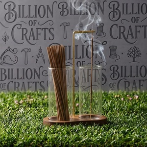 Support d'encens en bambou Billion Of Crafts avec base en bois, tube en verre et support en laiton, diffuseur d'aromathérapie, utilisation toute saison - Product Image 2