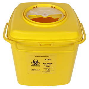 Green Revolution Yellow Square Medical Waste Bin 3Ltrs With Lid For Sharp Objects Biohazard <b>Label</b> Hospital Use - Product Image 5