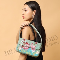 Nouveauté BRAZEAL STUDIO Pochette à bandoulière en velours brodée à la main pour femme, motif géométrique perlé, tendance