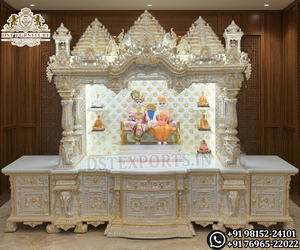 Luxury Marble Look Teak Wood Pooja <b>Mandir</b> Traditional/Modern Style Pooja unit For Home Buy Teak Wood Temple With Deep Carving - Product Image 2