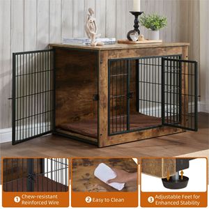 Cuccia per Cani Robusta da 40 Pollici con Doppia Porta, Gabbia in Legno per Cani, Cuccia Imbottita per Animali Domestici, Gabbia di Alta Qualità per Cuccioli e Cani - Product Image 5