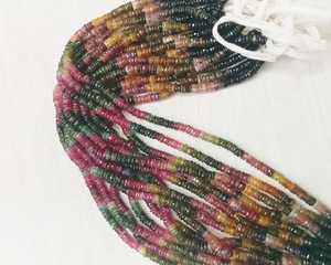 Cuentas Heishi de turmalina multicolor, cuentas espaciadoras redondas de piedras preciosas naturales para la fabricación de joyas, pulseras y collares DIY. - Product Image 3