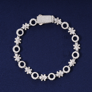 925 <b>Silver</b> Lab-Grown Certified Diamond Circle <b>Cross</b> <b>Bracelet</b> Lightweight Luxury Link Chain Religious Jewelry Gift for Women - Product Image 6