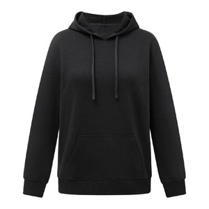 Nouveau sweat à capuche en molleton noir pour femmes grandes tailles, coupe classique, couleur unie, sweat à capuche décontracté, hiver, 100% coton, écologique - Product Image 3
