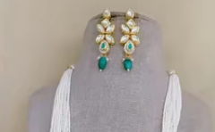 ชุดเครื่องประดับห้อยประดับด้วยหินและไข่มุกหลายชั้นสไตล์ชนเผ่าที่ยอดเยี่ยมพร้อมต่างหูฟังก์ชั่นสวมใส่ในงานแต่งงาน - Product Image 2