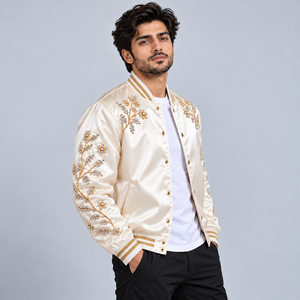 Chaquetas Bomber de Satén con Pedrería para Hombre, Estilo Diamante Brillante, Decoración de Cristal, Ropa de Fiesta, Diseño de Moda, Ropa Casual de Calle - Product Image 3