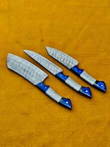 Juego de Cuchillos de Chef de Acero de Damasco Forjado a Mano, 3 Piezas, Estilo Japonés, Mango de Resina, para Mano Derecha, Longitud de Hoja de 8-9.9 Pulgadas - Product Image 2