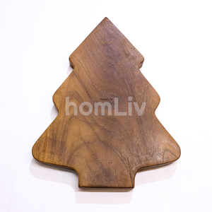 Plateau de service en bois de teck naturel en forme de sapin de Noël, surface lisse, plat à dessert et à collations pour les fêtes, décoration de la maison - Product Image 5