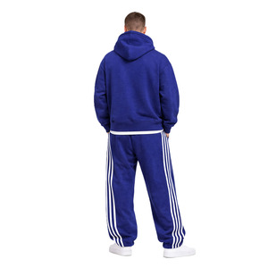 Sweat-shirts à capuche unis pour hommes en molleton de coton épais, personnalisables, fournisseur OEM, ensembles sweat-shirt à capuche et pantalon de jogging avec empiècements latéraux, faible MOQ - Product Image 3