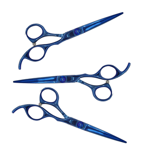 Ciseaux de coiffure professionnels en acier inoxydable, lame tranchante, manche long, pour droitiers, ciseaux à cheveux bleus - Product Image 6
