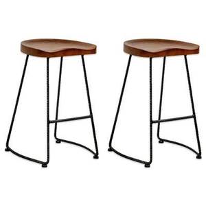 Minimalist Wooden Iron Stool Crafted With Sustainable Wood And Heavy Duty Iron Legs For Daily Use - Product Image 2