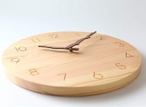 Modern Art Deco Bamboo <b>Mechanical</b> Wall <b>Clock</b> with Still Life Pattern 25mm Thick Plate Silent Needle Display for Living Room - Product Image 4