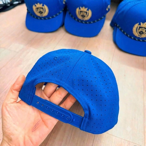Custom Embroidery Logo 5 Panel Rope <b>Flat</b> Brim Waterproof Fabric Laser Cut Hole Snapback <b>Cap</b> And Hat Wholesale For <b>Man</b> And Woman - Product Image 4