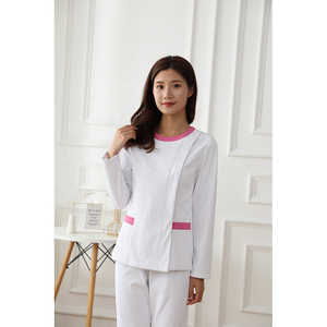 2026 Best Quality Women Light Blue Scrub <b>Set</b> Cotton Polyester Woven Hospital Uniforms Pants Included - Product Image 4
