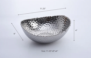 Tazón Ovalado de Porcelana con Recubrimiento de Titanio Millennium, Tazón Decorativo Plateado para Servir en la Mesa - Product Image 2