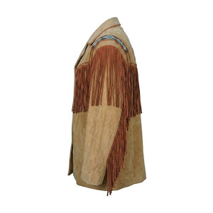 Veste en daim à franges tendance Solid Trader, style western rétro, en cuir de qualité supérieure, matière daim doux - Product Image 2