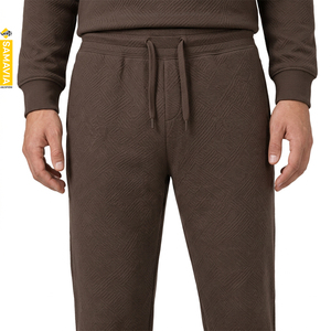 Pull en maille à col rond pour homme SAMAVIA, couleur unie, tenue décontractée, ensemble d'extérieur automne, marron, vente en gros fabricant - Product Image 4