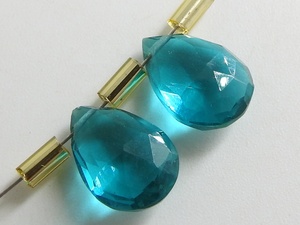 Pendientes de lágrima de cuarzo azul Pavo Real hechos a mano, 12X8MM, gota facetada de hidrovidrio, par de cuentas de cristal de Murano sueltas - Product Image 2