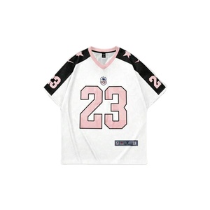 Athletic Mesh V Neck American Football Jersey Men Oversized Polyester Sports Shirt Star Shoulder Streetwear Style Number <b>Top</b> OEM - Product Image 1