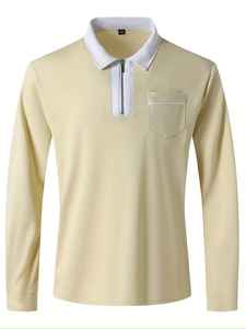 Nueva Camiseta Polo de Moda para Hombre, 100% Algodón, con Cierre, Manga Larga, Transpirable, Diseño Casual, Estampado Sólido, para Uso en Exteriores, Ropa de Equipo - Product Image 6