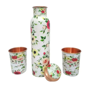 Juego de Botellas de Agua de Cobre de Alta Calidad con Tapa de Acero Inoxidable, Bebedero Directo de Plástico para Hogar, Oficina y Fiestas - Product Image 2