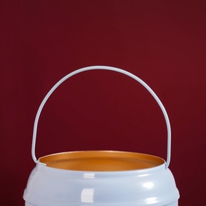 Charming Light Blue Metal <b>Lantern</b> With House Style Window Cutouts Features A Gold Interior And Handle For Cozy Holiday Lighting - Product Image 4