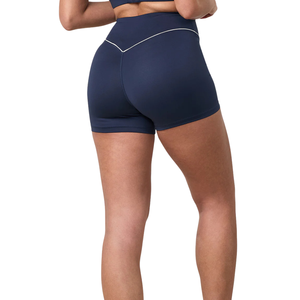 Women's High Waist Skinny Biker Shorts Soft <b>Stretch</b> Breathable Quick Dry Yoga Running Activewear Polyester/Cotton 3D Design Navy - Product Image 3