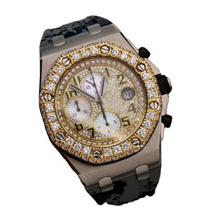 Elegante Reloj de Diamantes Cultivados en Laboratorio Estilo Hip Hop Personalizado para Hombre, Claridad VVS, Acero Inoxidable, Correa de Goma, Cristal Analógico - Product Image 1