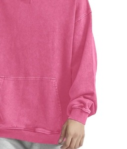เสื้อฮู้ดดี้โอเวอร์ไซส์ผู้ชาย สีชมพูล้วน ผ้าฝ้ายฟลีซ สวมใส่สบายในฤดูหนาว ทรงปกติ มีกระเป๋า ผ้าถัก เป็นมิตรกับสิ่งแวดล้อม ระบายอากาศได้ดี - Product Image 5