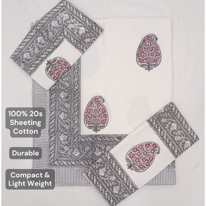 Elegant Jaipuri Bohemian Motif Indian Hand Block Printed 100% Cotton Luxury Bedsheet Set <b>King</b> <b>Size</b> 200TC Hospital Home Hotel use - Product Image 4