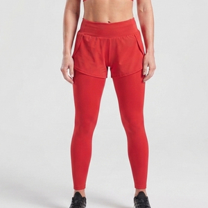 Women Double Layer Eco-Friendly Gym Fitness Leggings Sports Running Tummy Shapewear Legging & Elastic Waist <b>Swim</b> <b>Shorts</b> - Product Image 1