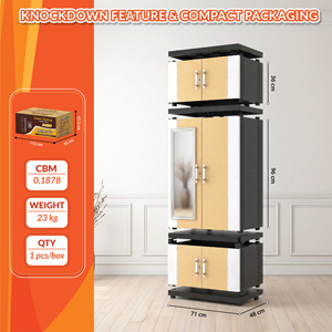 Armario de Plástico Naiba Fit Pro con Puertas Planas y Espejo, con Perchero para Ropa y Almacenamiento en el Dormitorio - Product Image 5