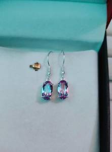 Pendientes de tuerca alargados de alejandrita natural, plata de ley 925 chapada en oro, corte ovalado, cambio de color, regalo para mujer, fiesta - Product Image 3