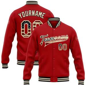New Arrival Red Gold Baseball Varsity Jacket Premium Wool Blend Letterman Jacket Custom Team Logo OEM ODM Manufacturer - Product Image 1