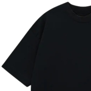 Camiseta Negra de Corte Holgado para Hombre, Manga Corta, Cuello Redondo, Algodón, Estilo Casual, Minimalista, Urbano, para el Verano, Uso Diario, Cómoda - Product Image 3