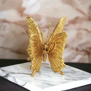 <b>Gold</b> Plated Brass Butterfly Figurine Polished 4.5 Inch Height Home Decoration Animal <b>Sculpture</b> Casting Art Metal Craft - Product Image 2