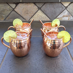High Quality Moscow Copper Mule Mug Gift <b>Set</b> Handmade Pure Metal Tumbler Tray Straw Modern Design Coffee Beer Bar Accessories - Product Image 5