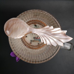 Cuillère à servir en nacre naturelle ILAHI, faite à la main, style bohème, blanche, non toxique, en plastique PE, pour fêtes, Uttar Pradesh - Product Image 2
