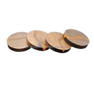 แผ่นรองแก้วทำจากไม้อีพ็อกซี่เรซินสไตล์คลาสสิกงานแฮนด์เมดแผ่นรองแก้วสำหรับใส่แก้วกาแฟชา - Product Image 6