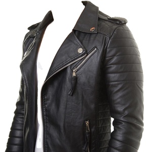 Veste en cuir de mouton PU mince à col montant pour hommes, printemps-automne, manteau de moto décontracté à la mode, veste de motard en cuir - Product Image 1