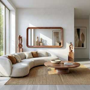 Walnut Rectangular Wall <b>Mirror</b> – Modern Wood Framed <b>Mirror</b> - Product Image 2