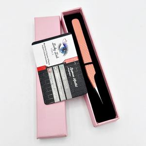 Pince à épiler droite enduite de poudre nue pointe en fibre d'acier inoxydable solide marque privée pince à épiler extension de cils beauté durable - Product Image 4